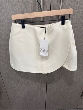 Zara Cream Asymmetrical Wrap Mini Skort
